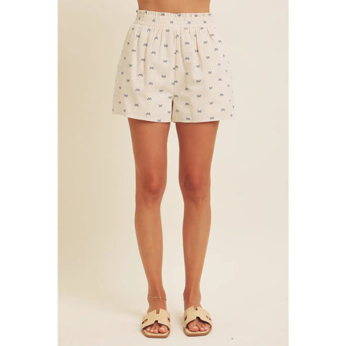 Blue Bow Linen Shorts
