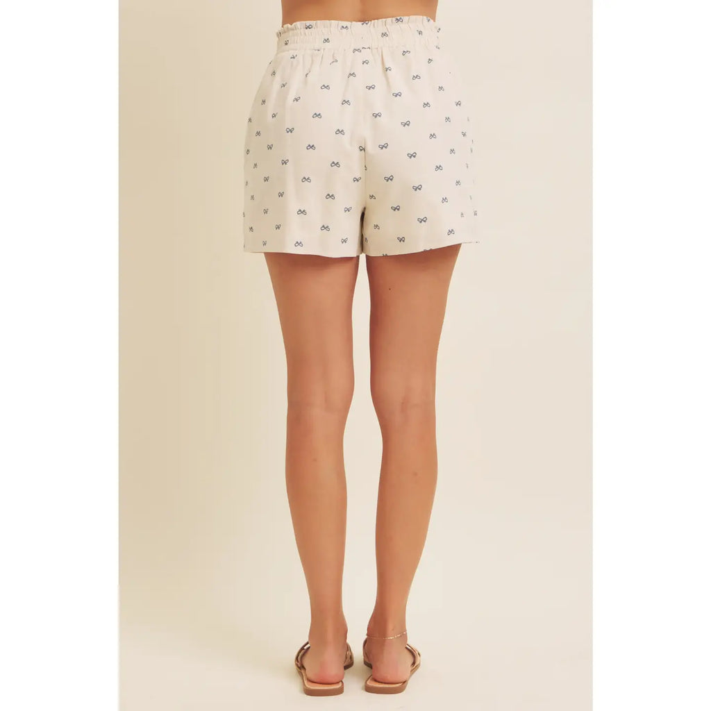 Blue Bow Linen Shorts