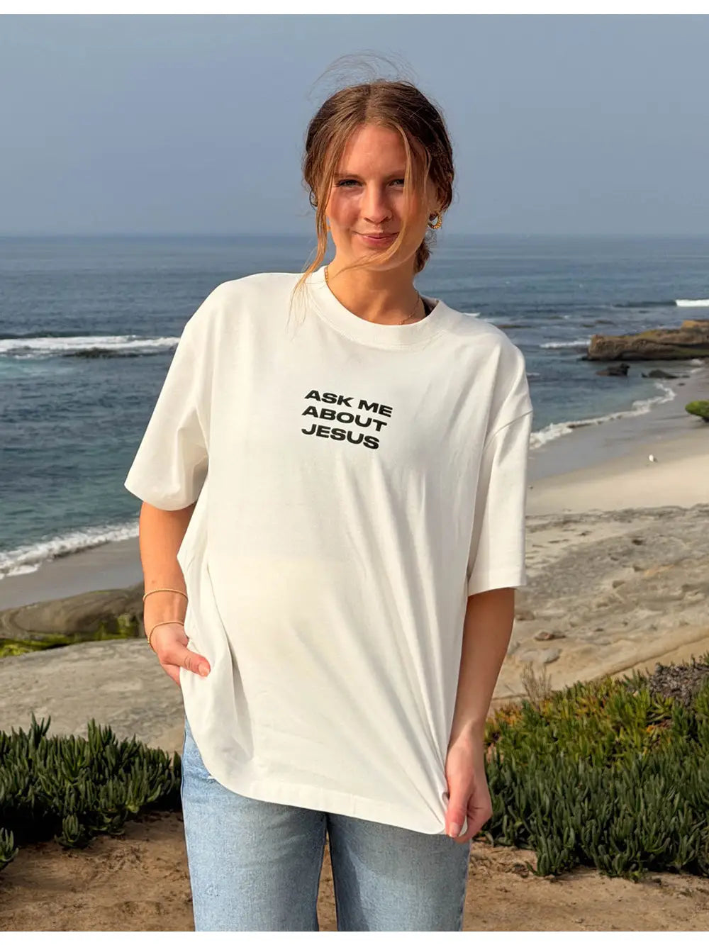 Ask Me About Jesus tee