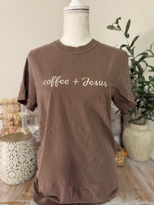 Coffee + Jesus Embroidery Graphic Tee