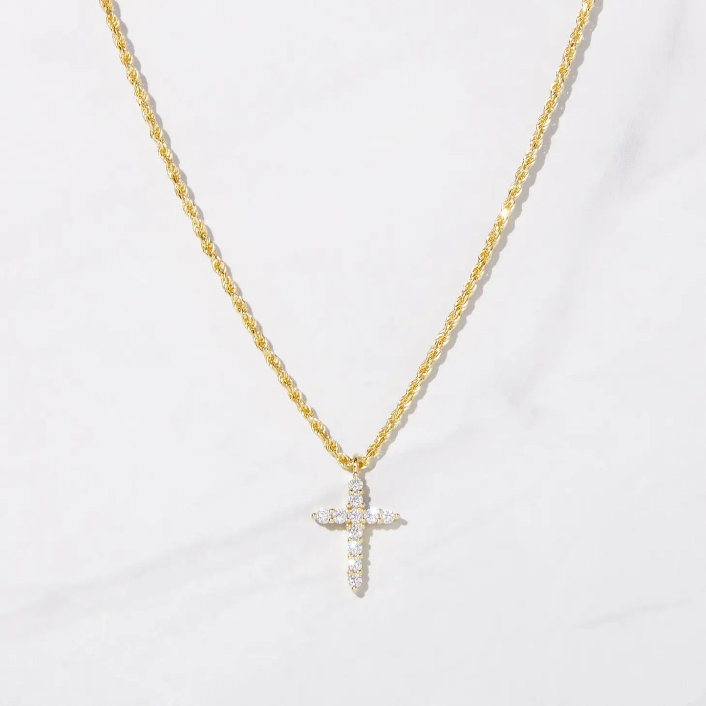 Cross Pendant with Rope Chain