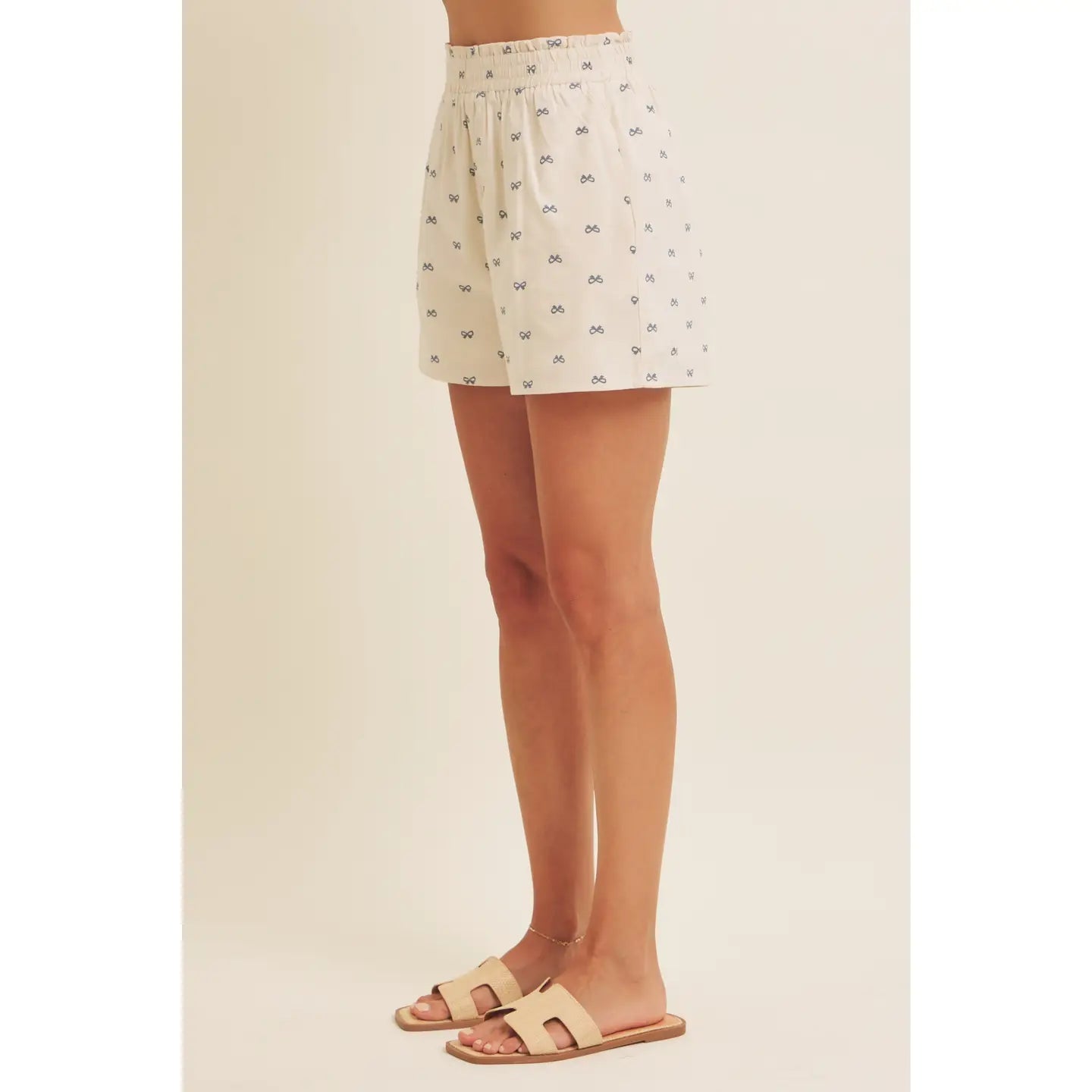 Blue Bow Linen Shorts
