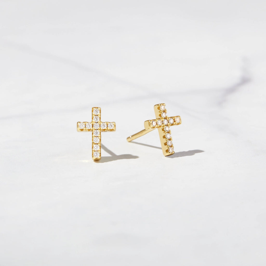 Tiny Cross Stud Earrings
